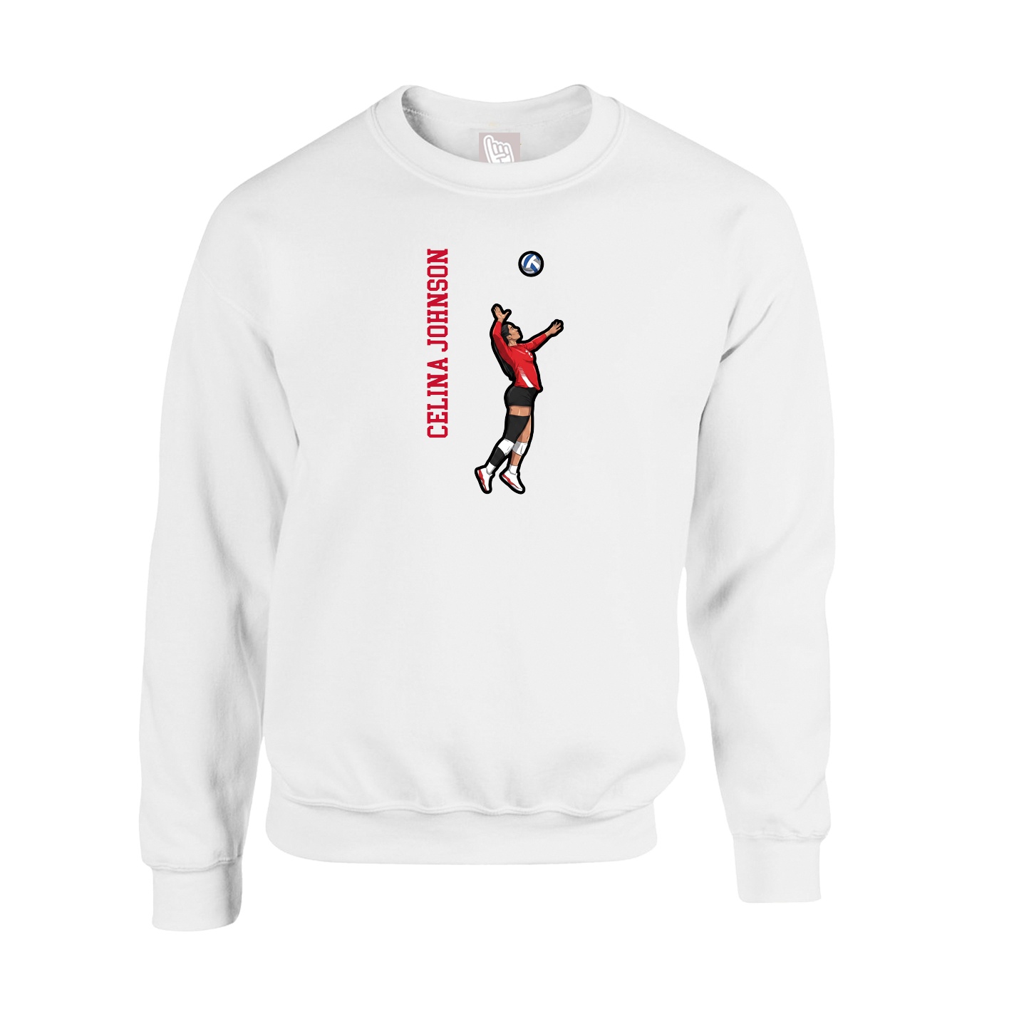 Fleece Crew — Name Vertical in White