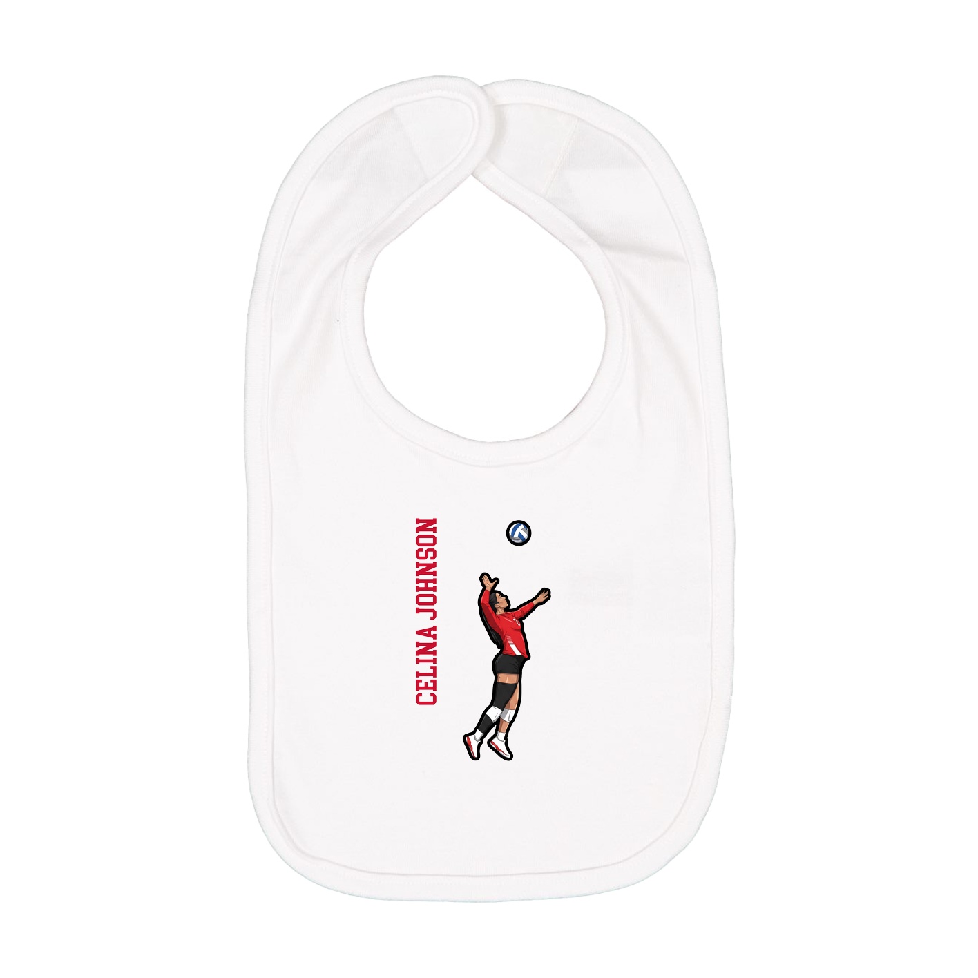 Infant Bib — Name Vertical in White