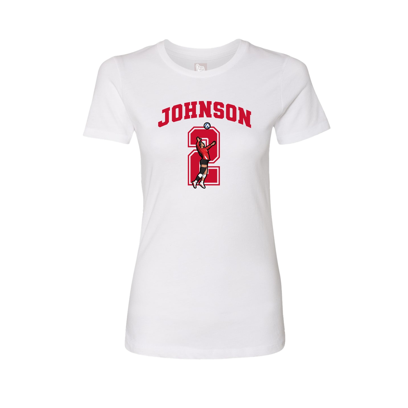 Fitted Women's Tee — Number in White