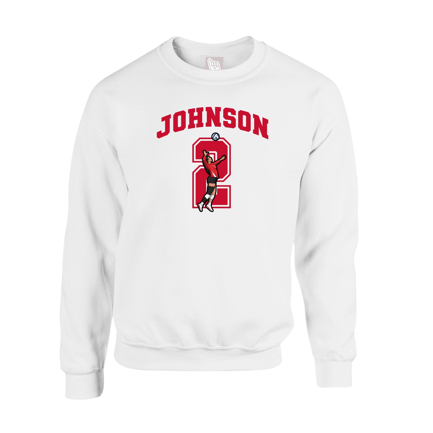 Fleece Crew — Number in White