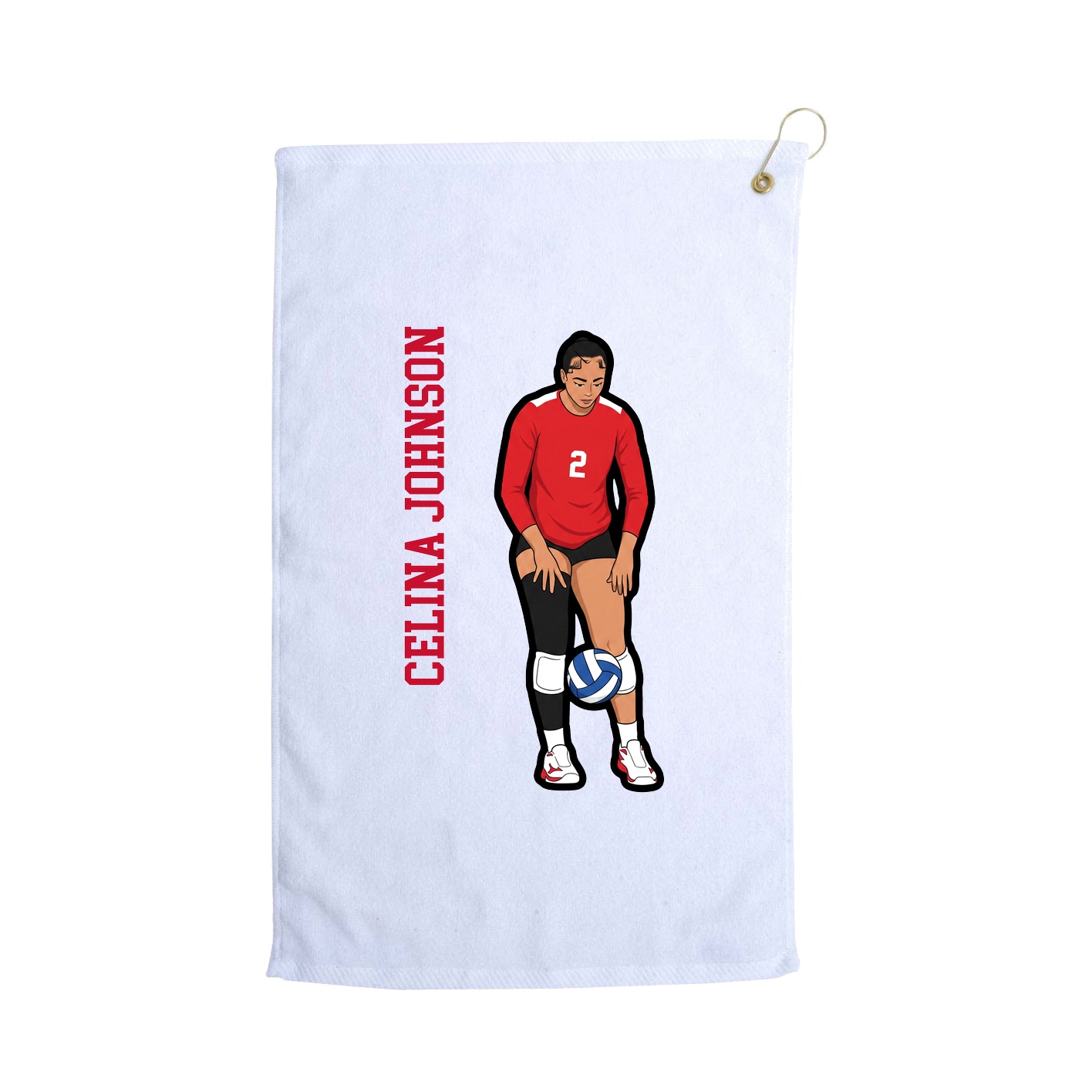 Golf Towel — Name Vertical in White