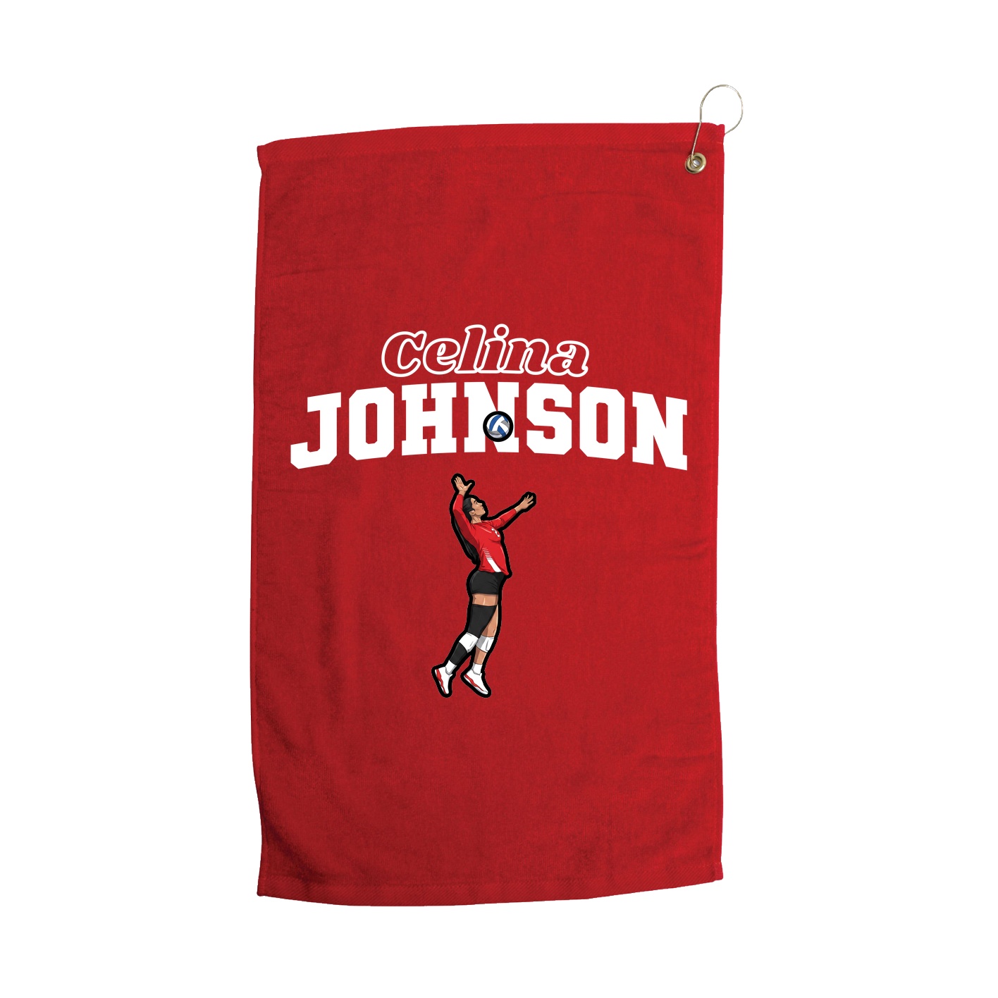 Golf Towel — Name Arch in Red