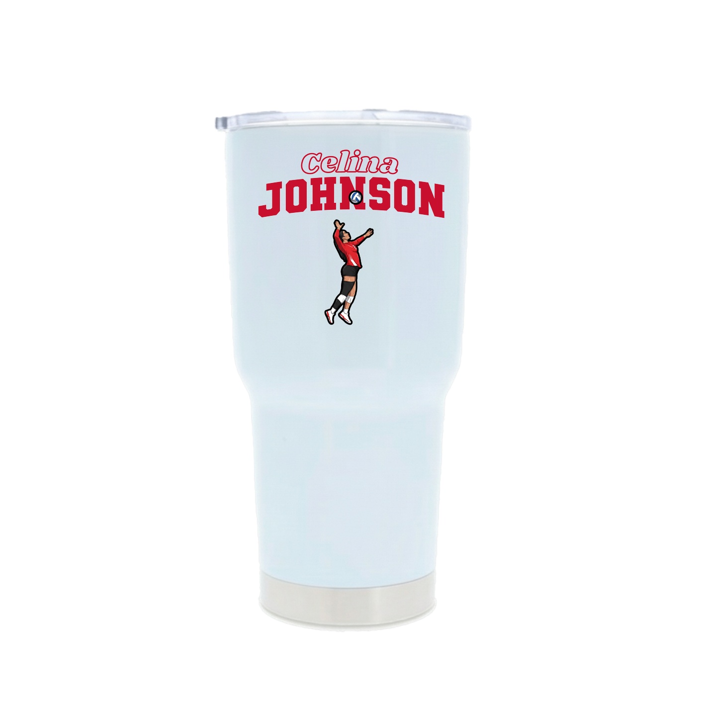 30oz Stainless Steel Tumbler — Name Arch in White