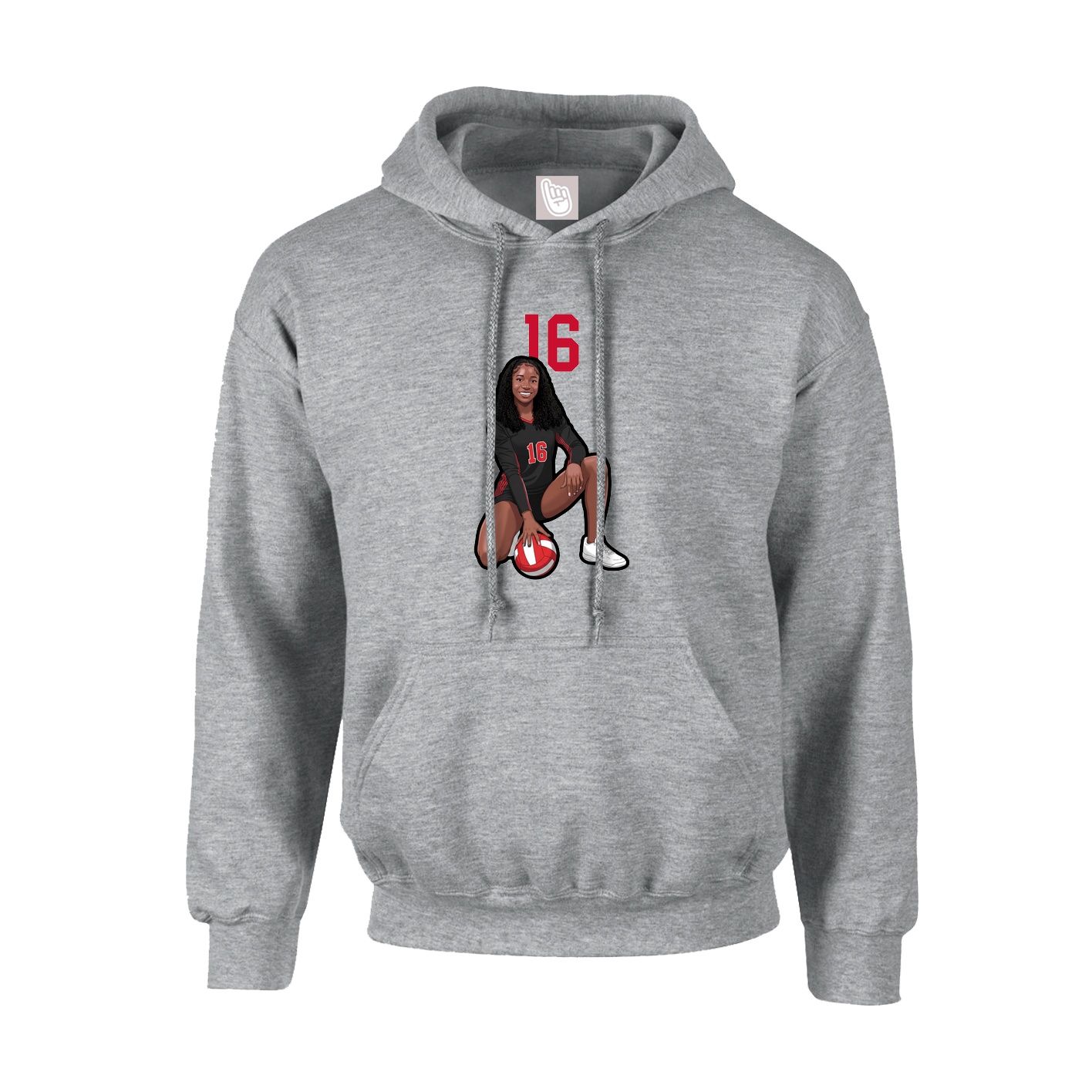 Youth Hoodie — Number Top in Grey
