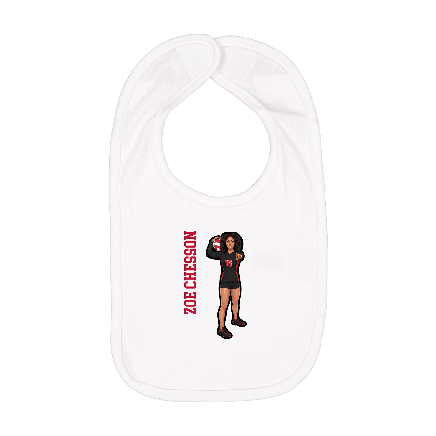 Infant Bib — Name Vertical in White