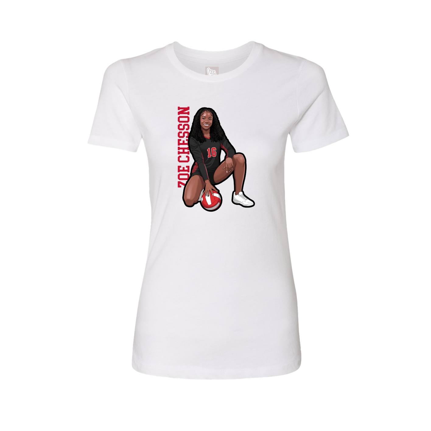 Fitted Women's Tee — Name Vertical in White