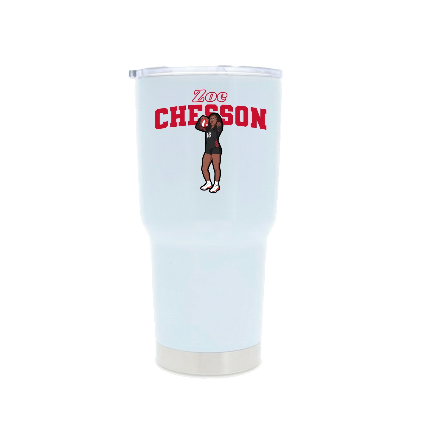 30oz Stainless Steel Tumbler — Name Arch in White