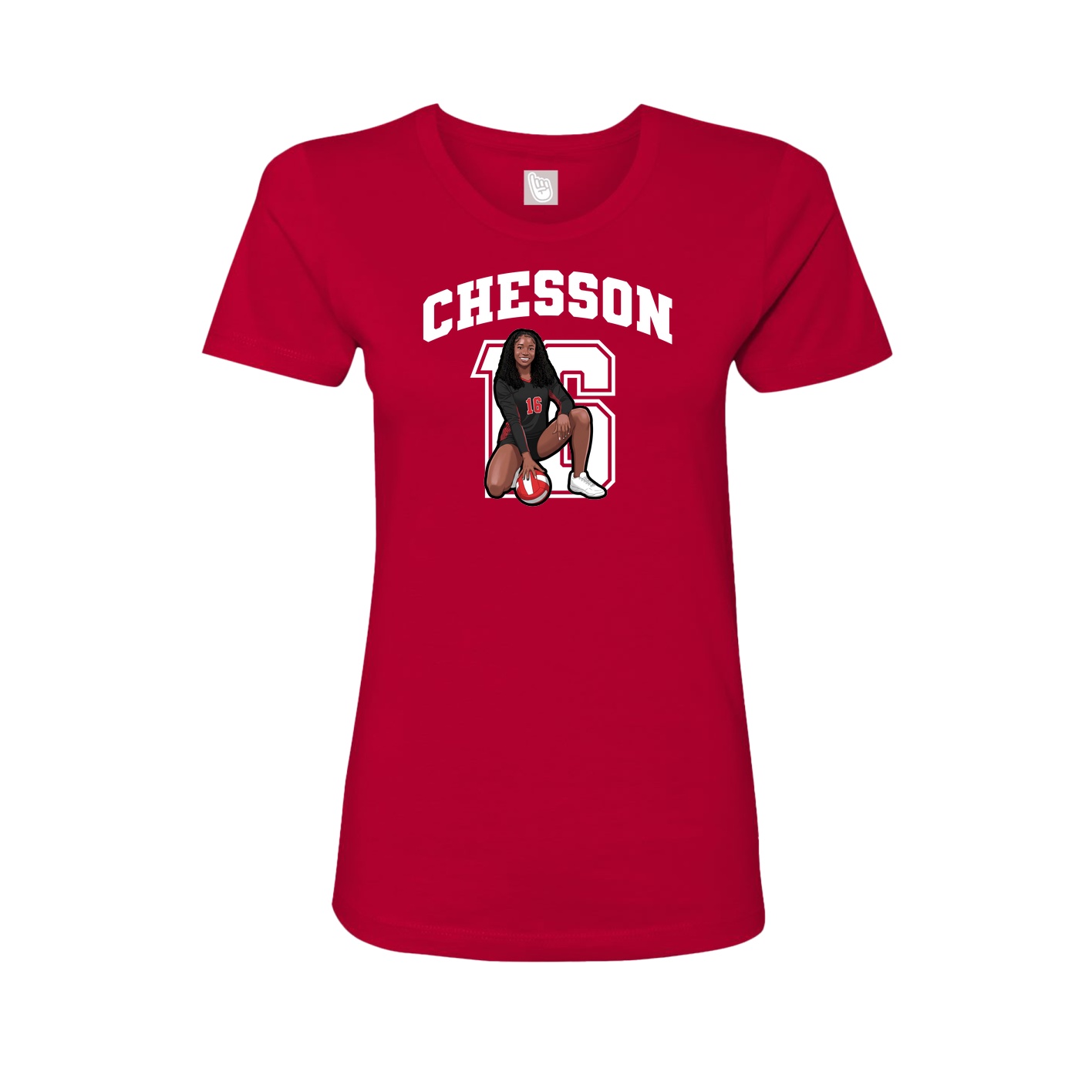 Fitted Women's Tee — Number in Red