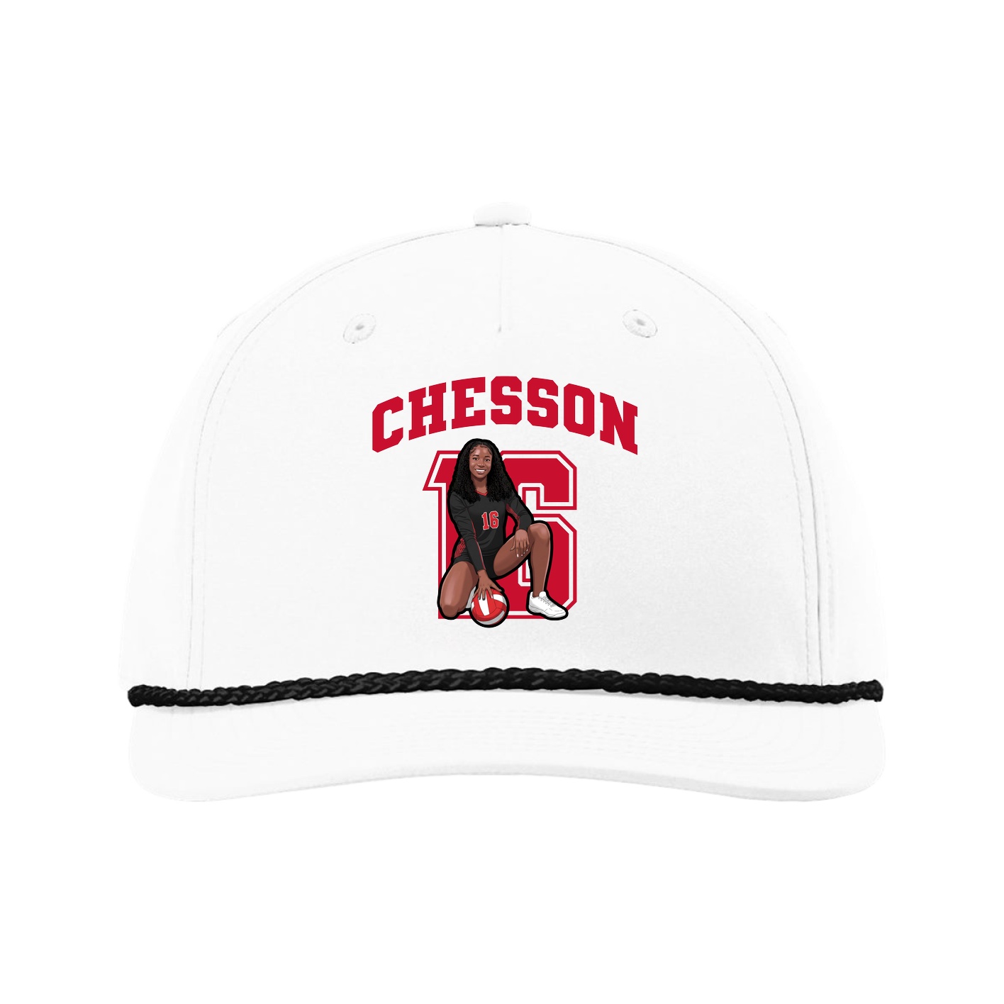 Five-Panel Classic Rope Cap — Number in White