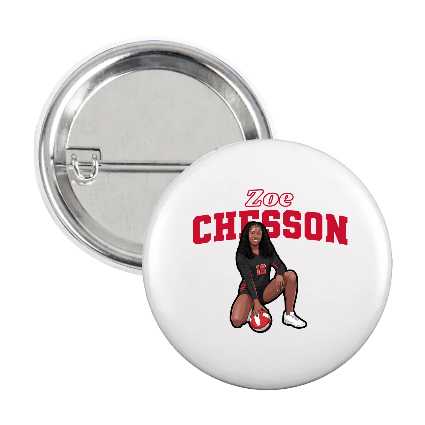 Game Day Button — Name Arch in White