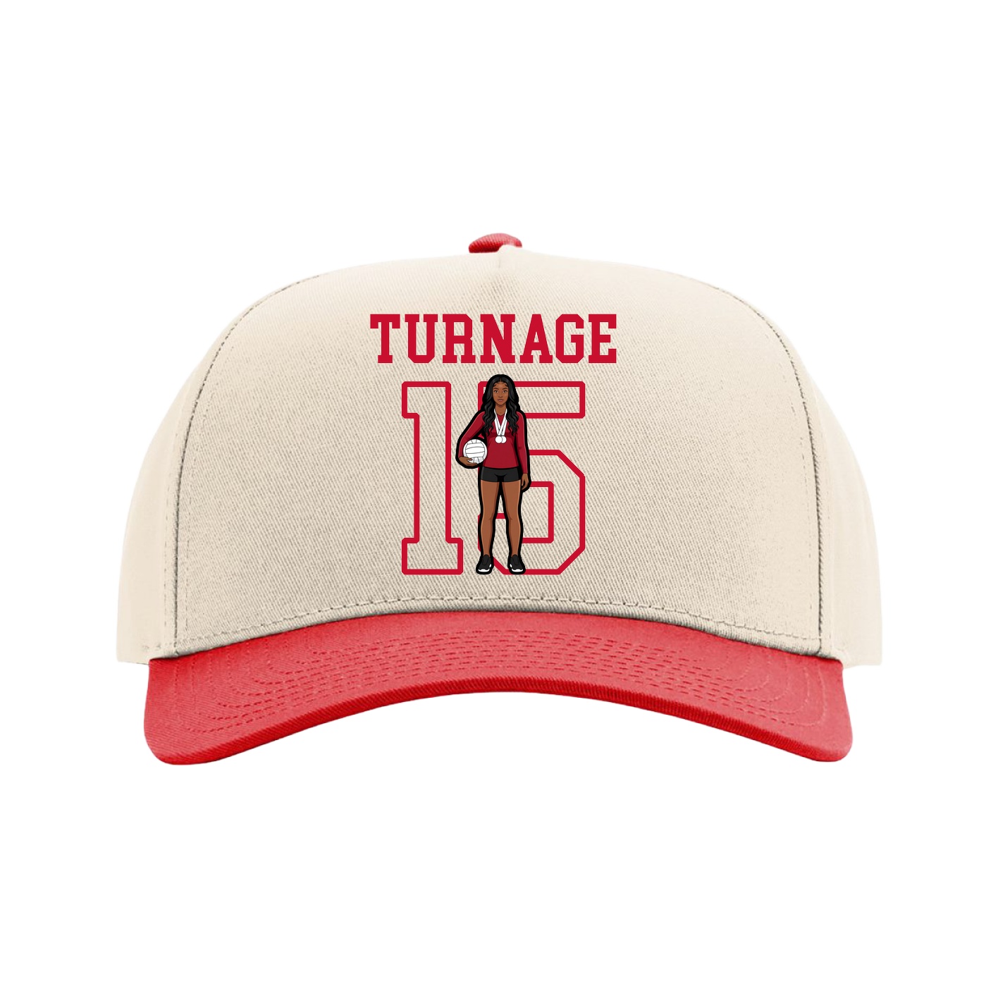 Full Fabric Five-Panel Champ Cap — Shirsey in Cream/Red