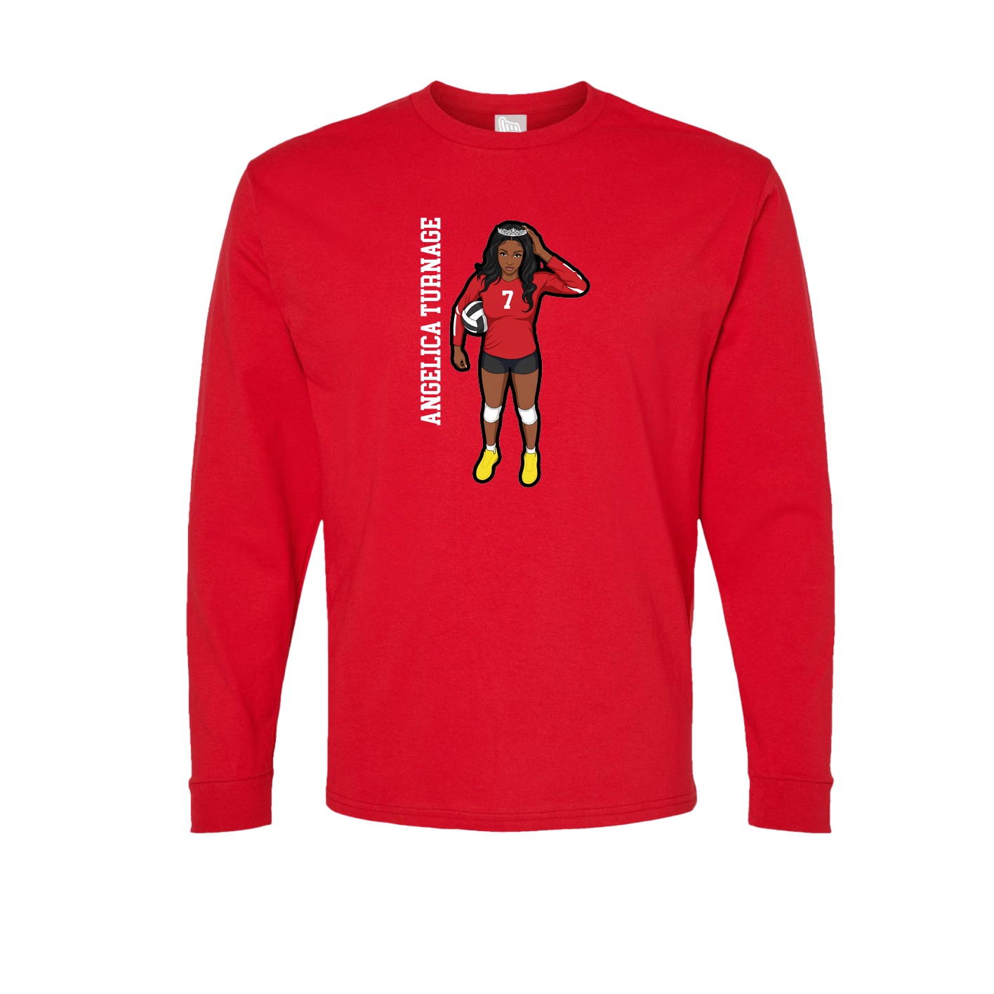 Long Sleeve Tee — Name Vertical in Red