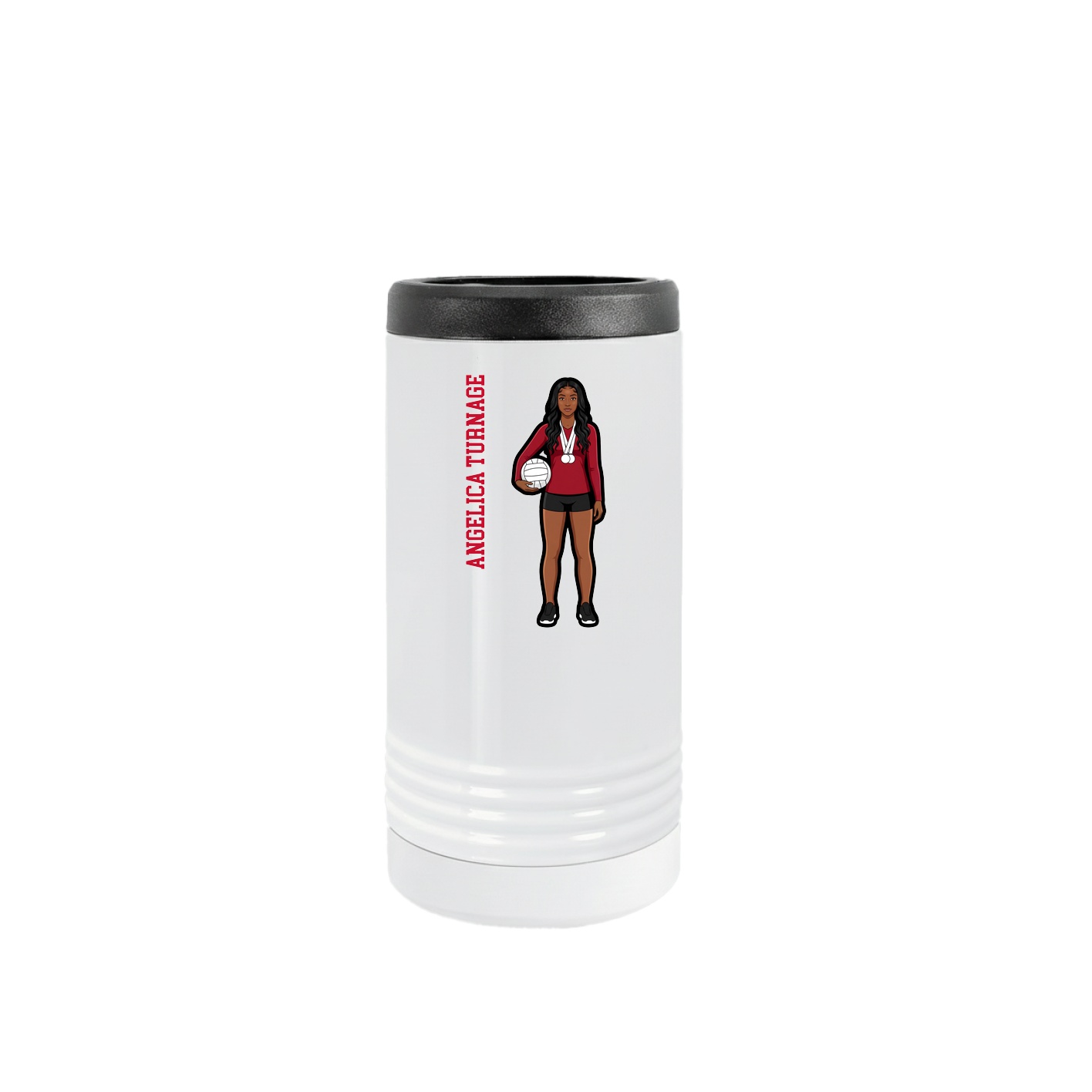 Slim Beverage Holder — Name Vertical in White