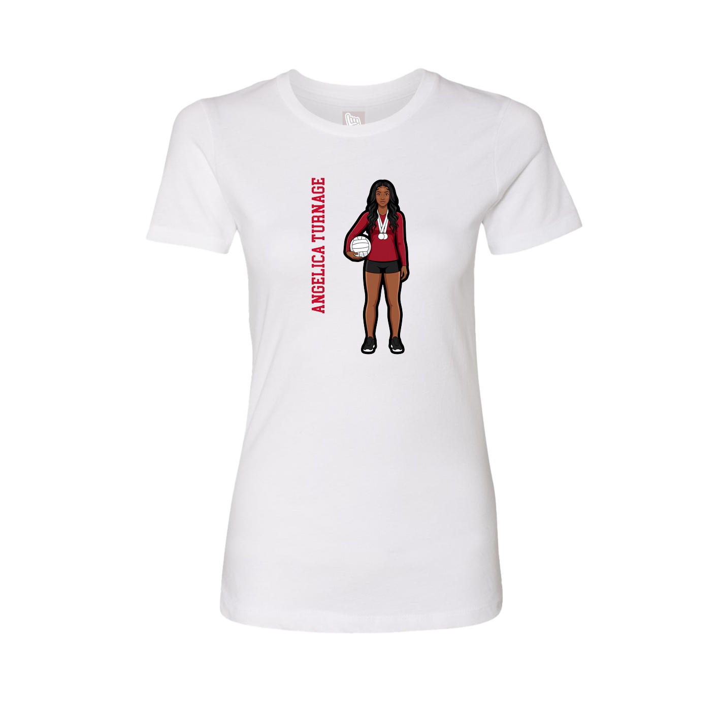 Womens Tee — Name Vertical in White