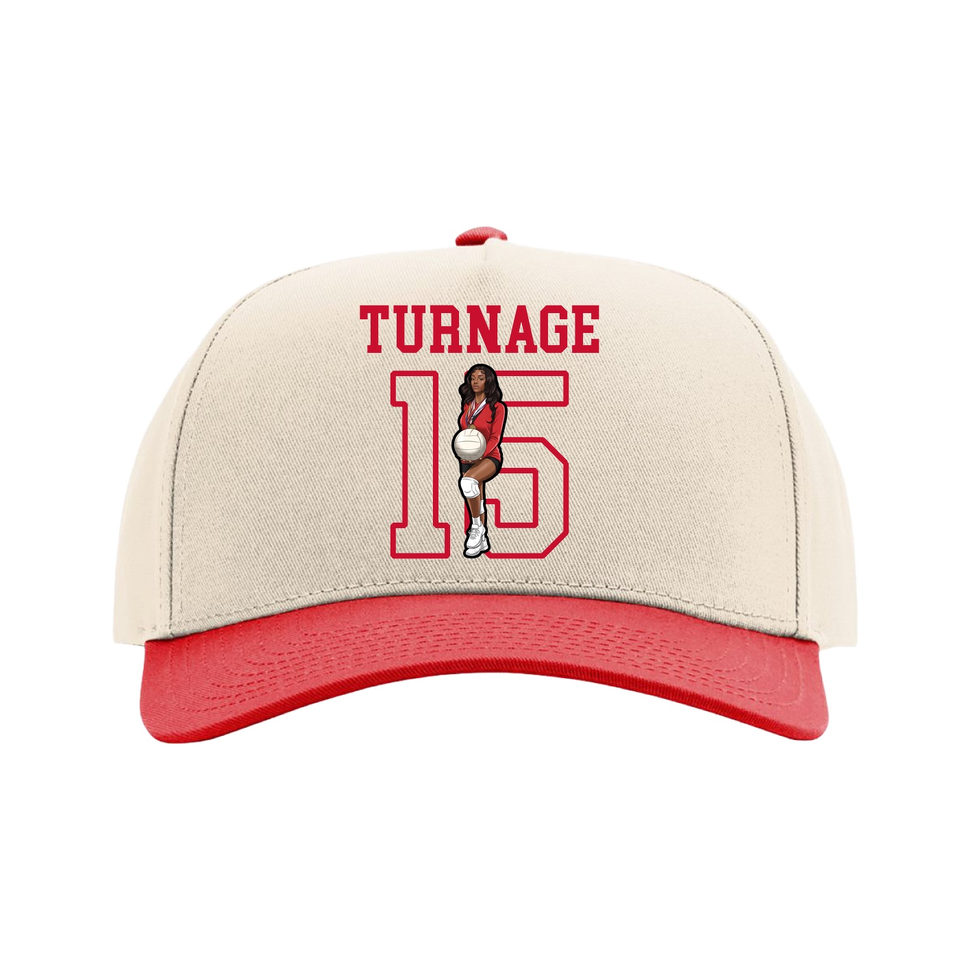 Full Fabric Five-Panel Champ Cap — Shirsey in Cream/Red
