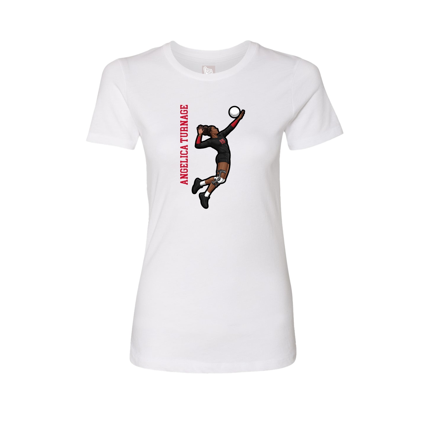 Womens Tee — Name Vertical in White