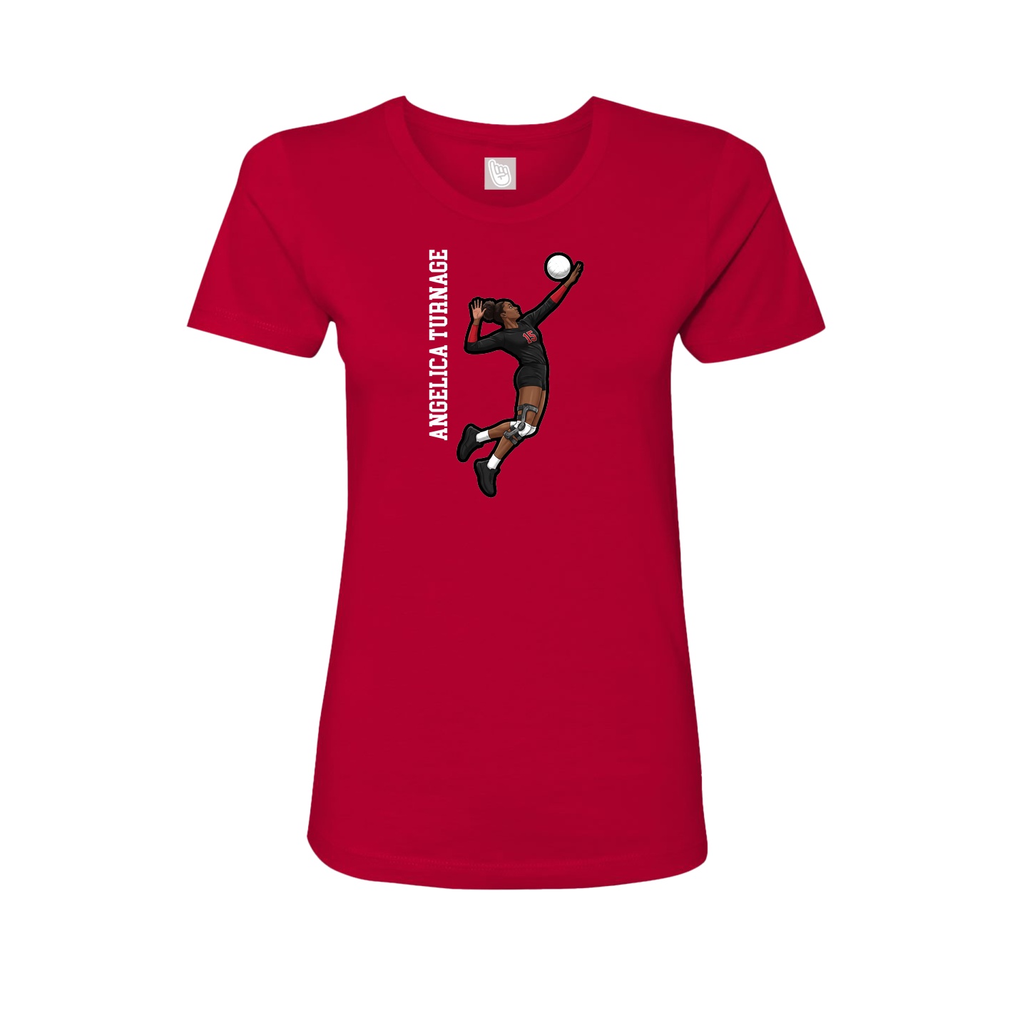 Fitted Women's Tee — Name Vertical in Red