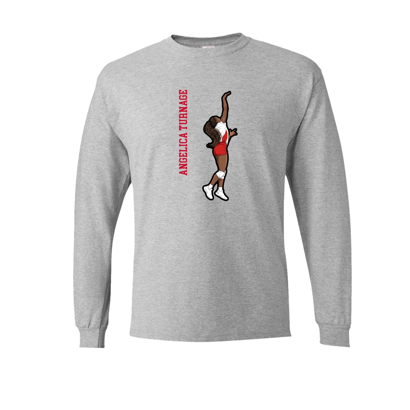Long Sleeve Tee — Name Vertical in Grey