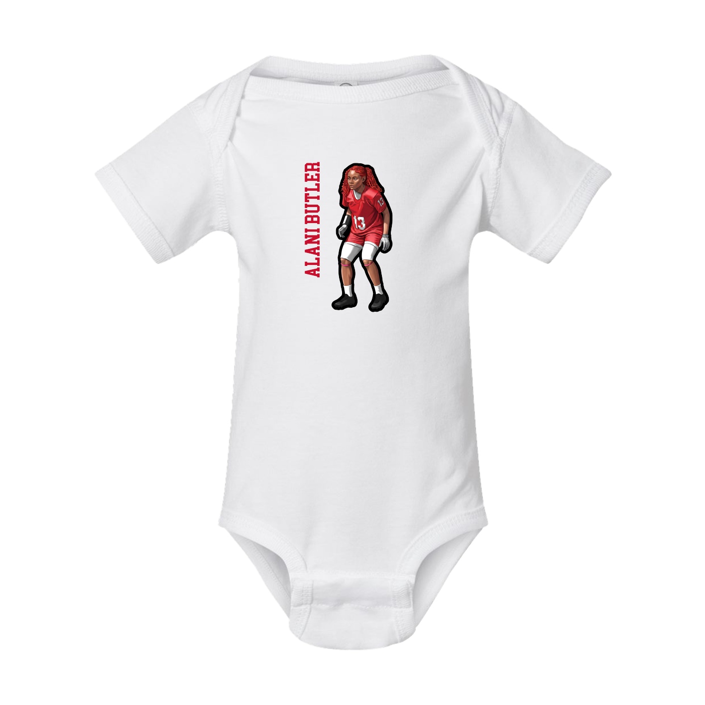Baby Onesie — Name Vertical in White
