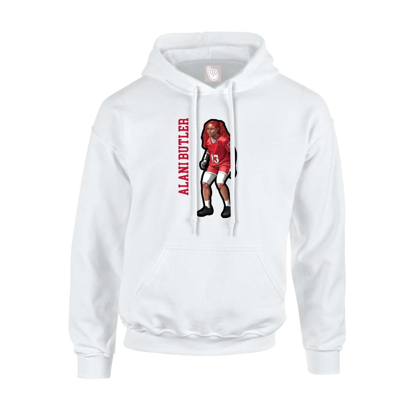 Youth Hoodie — Name Vertical in White