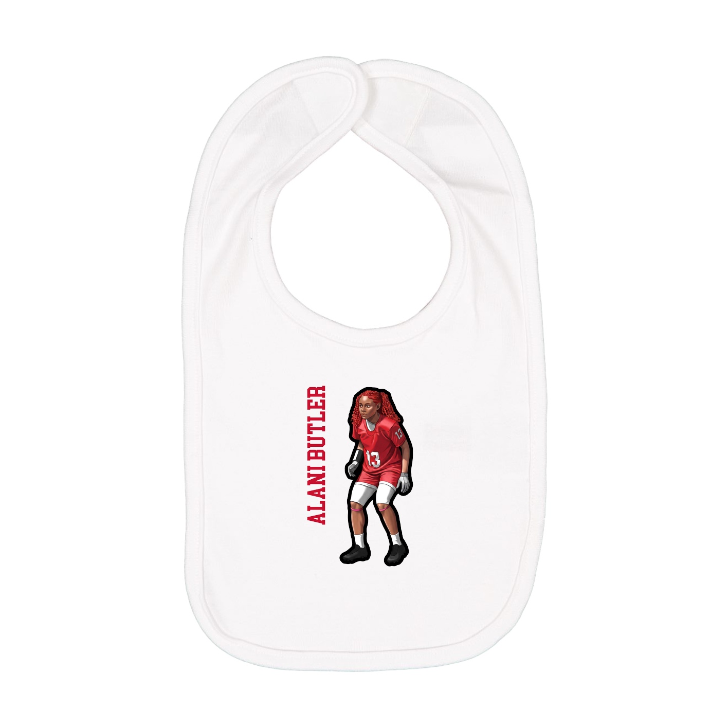 Infant Bib — Name Vertical in White