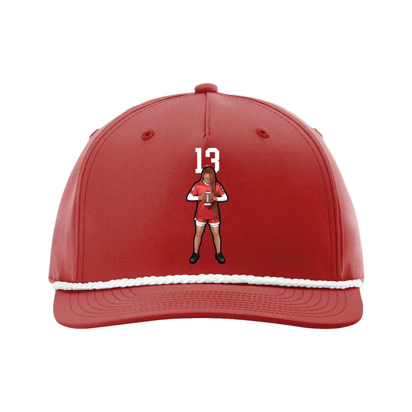 Five-Panel Classic Rope Cap — Number Top in Red