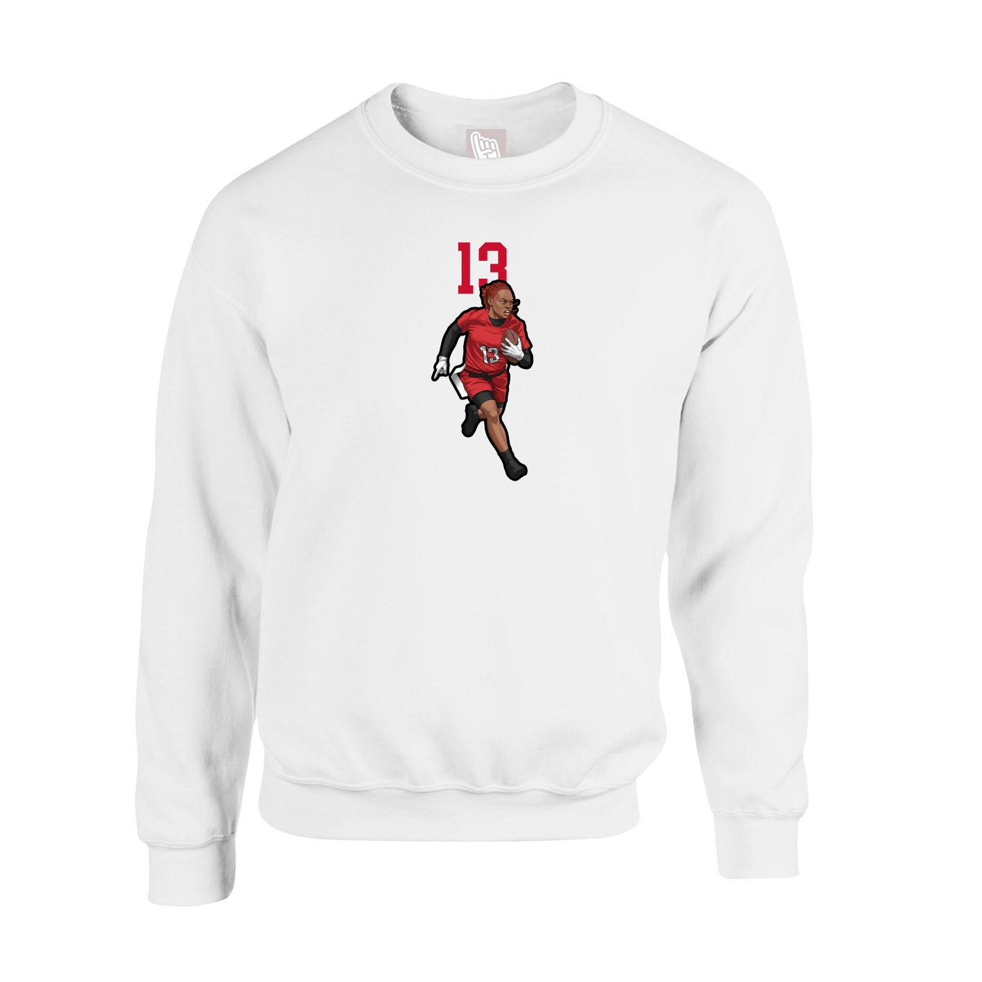 Fleece Crew — Number Top in White