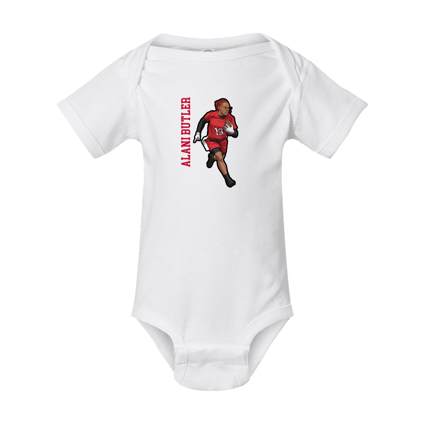 Baby Onesie — Name Vertical in White