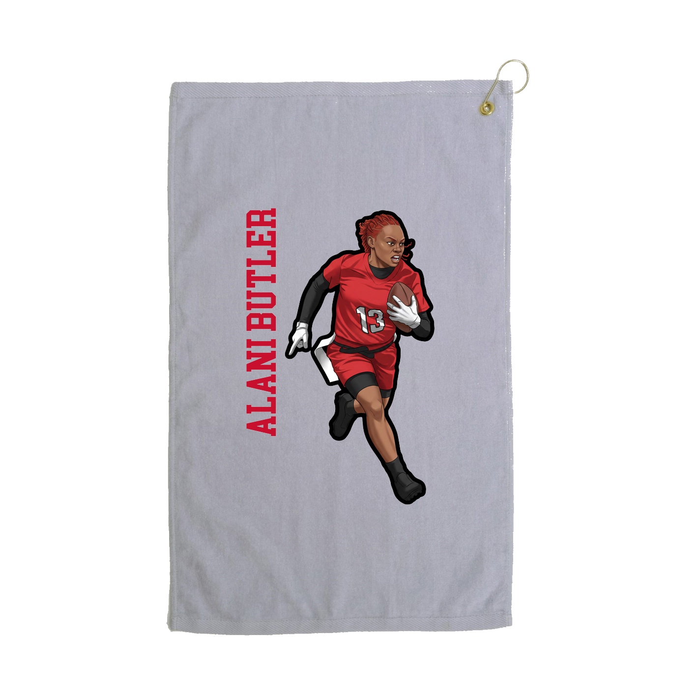 Golf Towel — Name Vertical in Grey