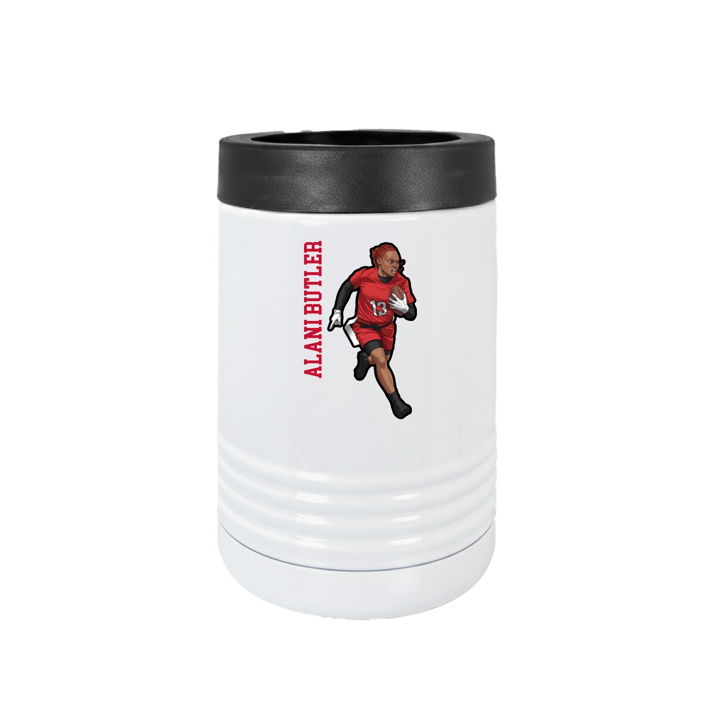 Beverage Holder — Name Vertical in White