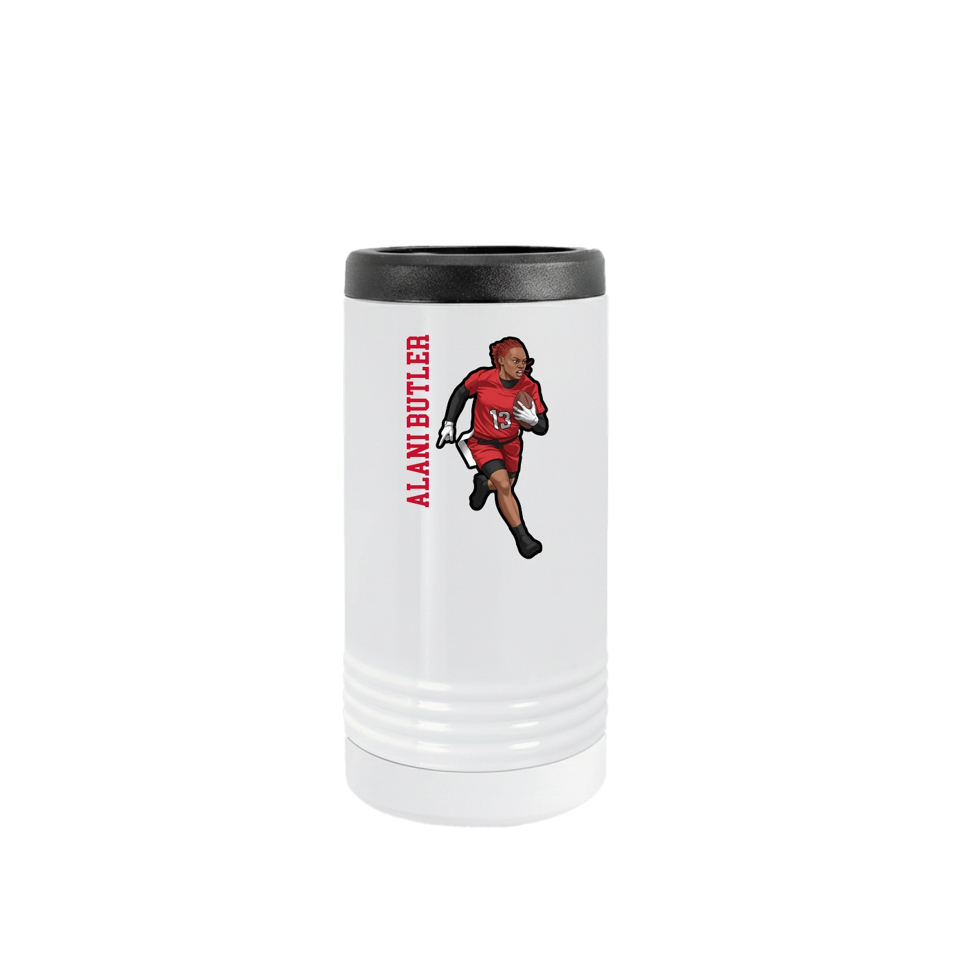 Slim Beverage Holder — Name Vertical in White