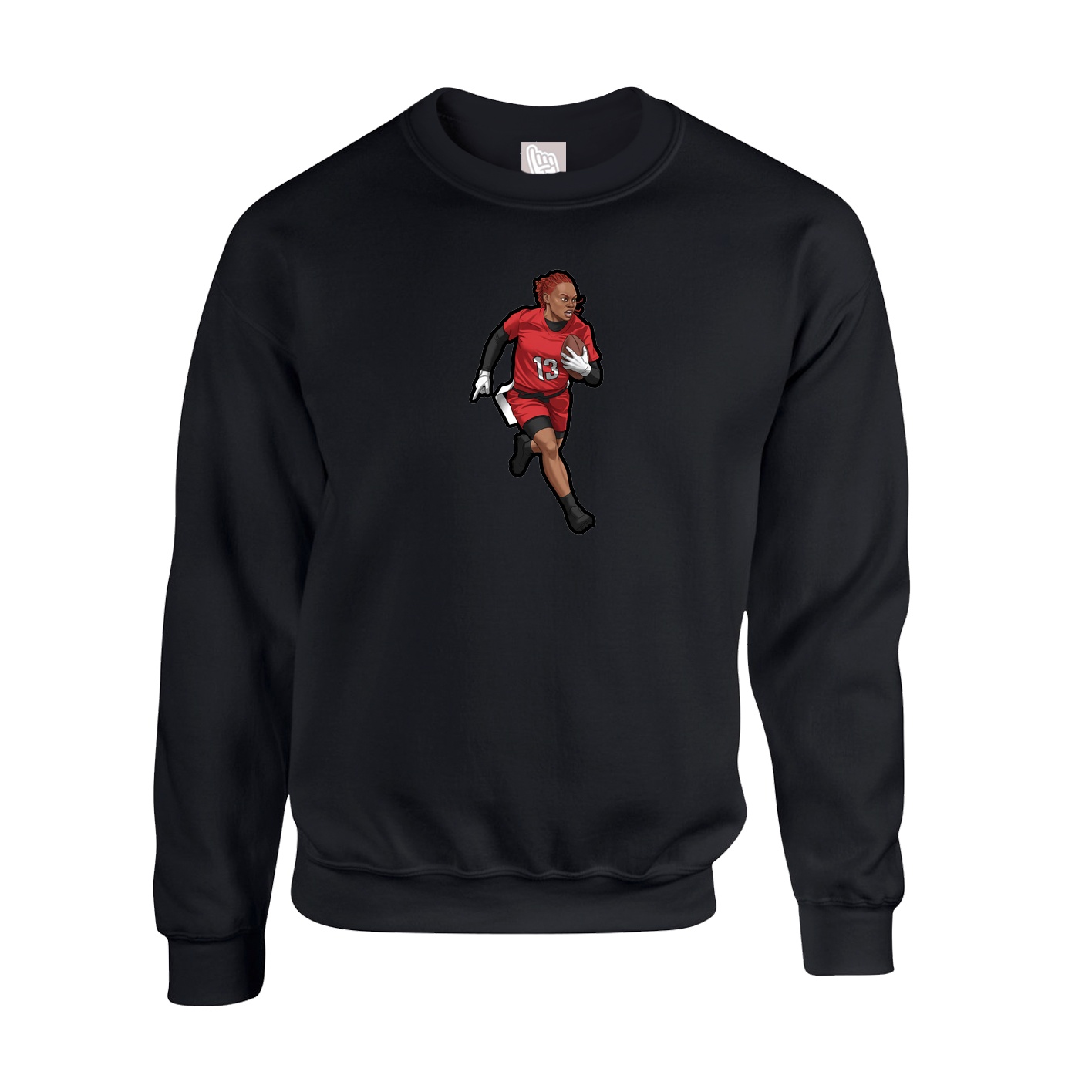 Fleece Crew — Name Vertical in Black