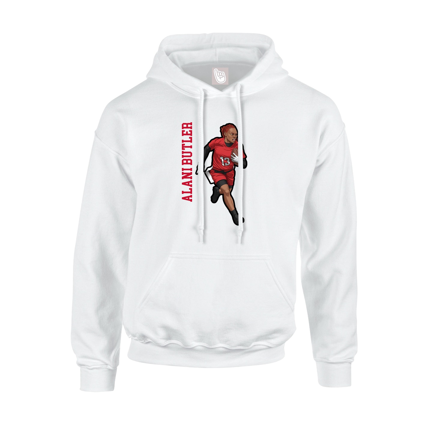 Youth Hoodie — Name Vertical in White