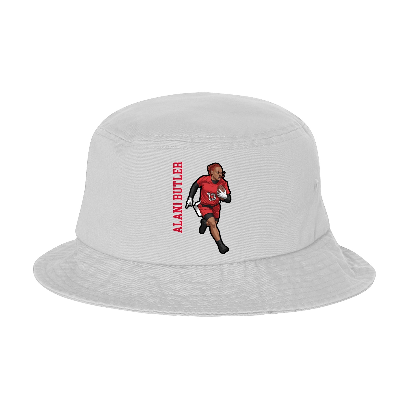 Bucket Cap — Name Vertical in White