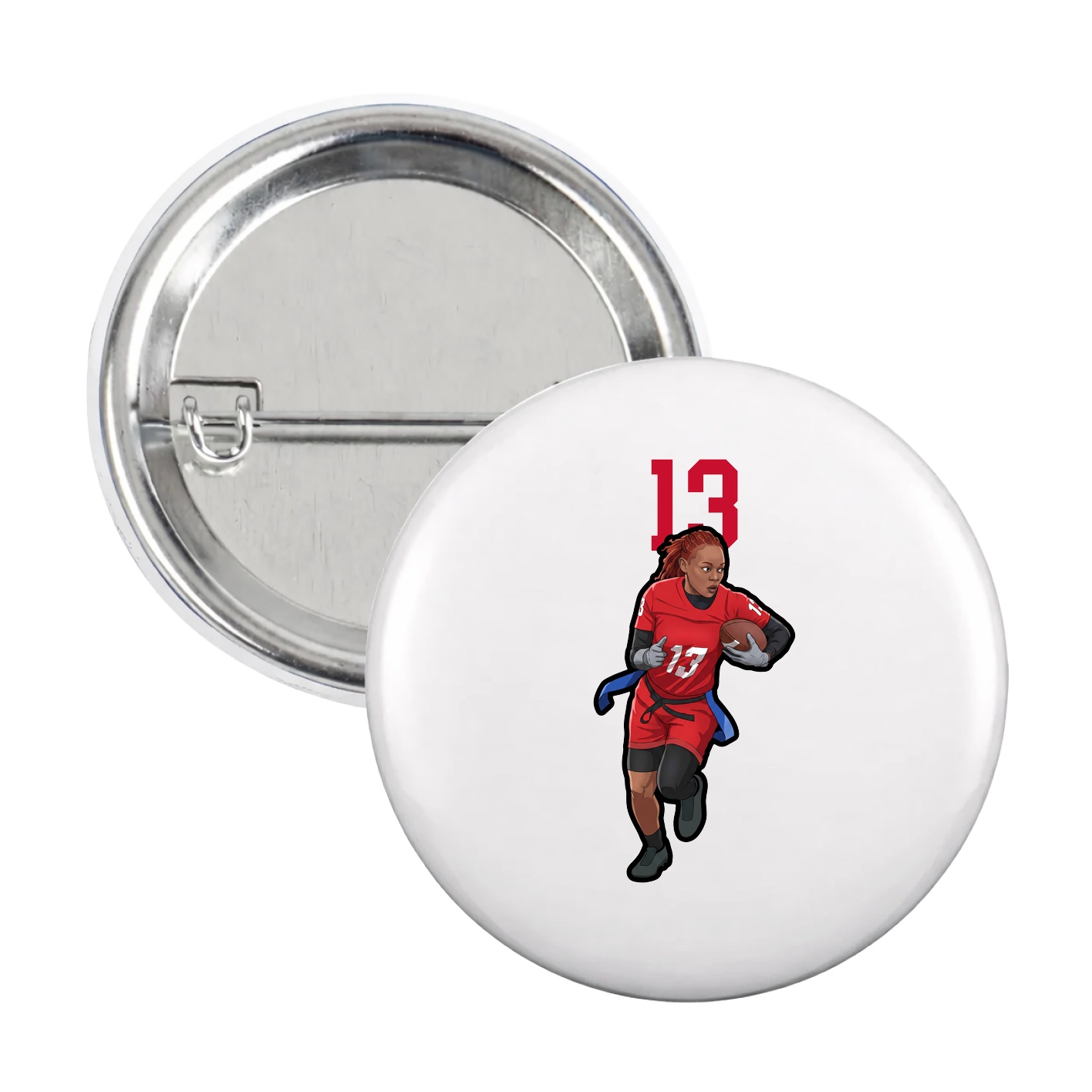Game Day Button — Number Top in White