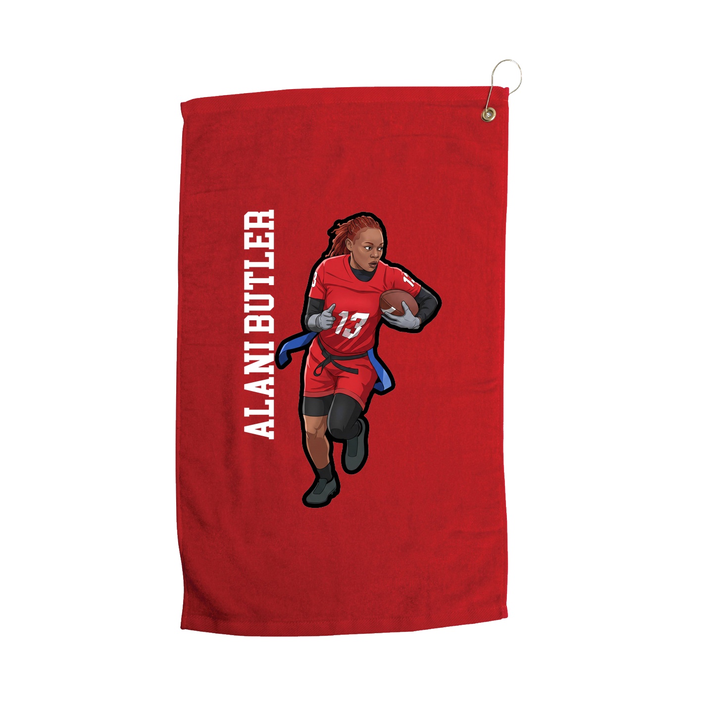 Golf Towel — Name Vertical in Red