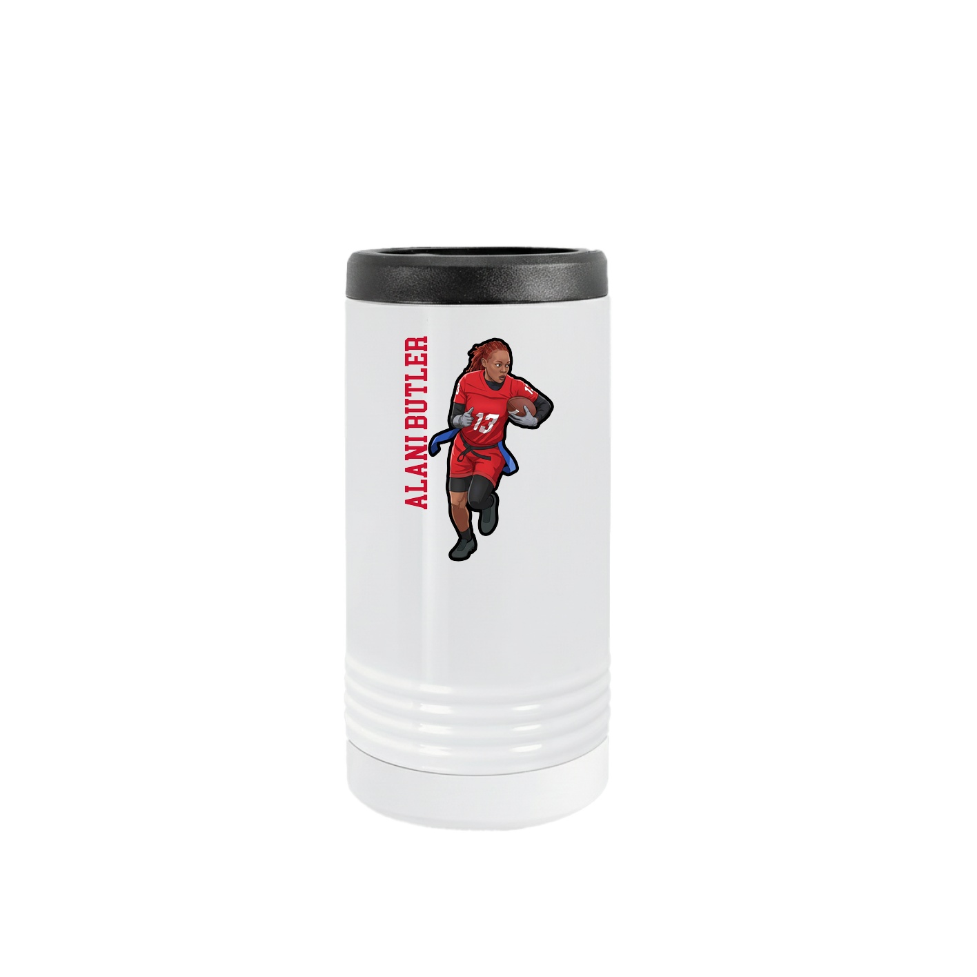 Slim Beverage Holder — Name Vertical in White