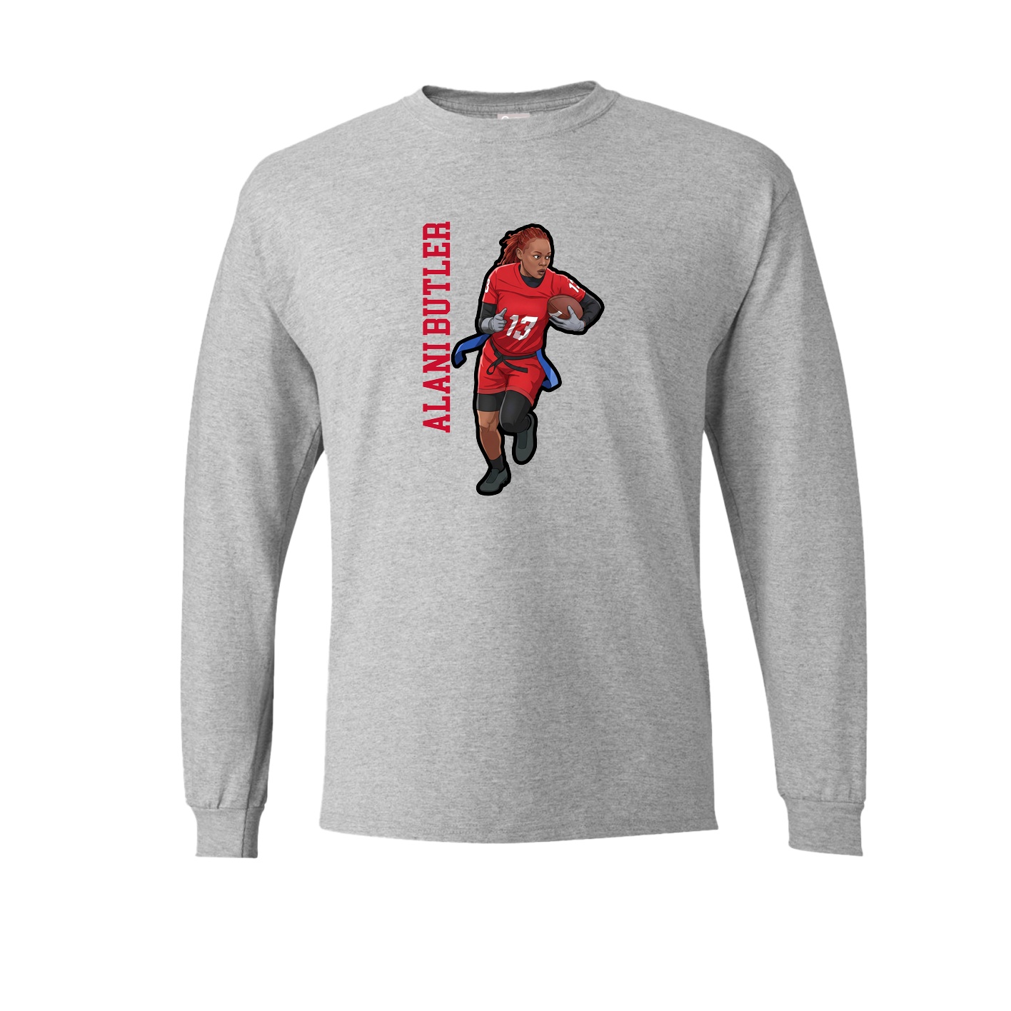 Long Sleeve Tee — Name Vertical in Grey