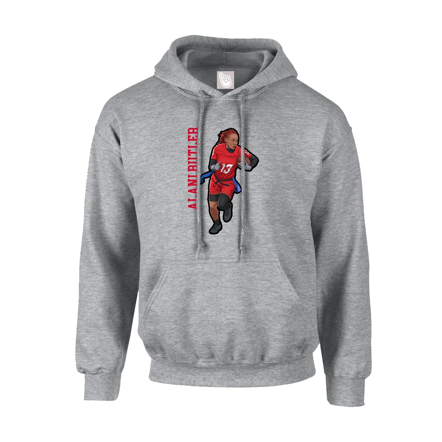 Hoodie — Name Vertical in Grey