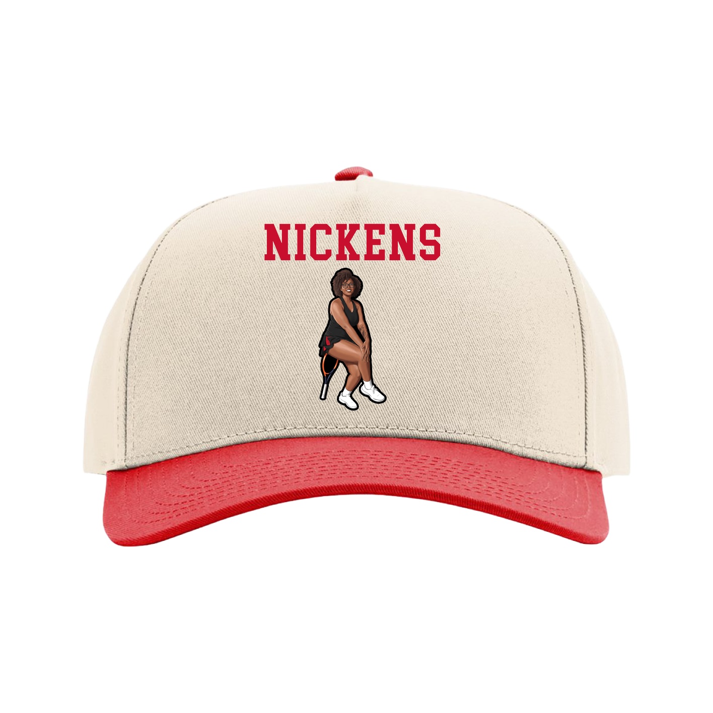 Full Fabric Five-Panel Champ Cap — Shirsey in Cream/Red