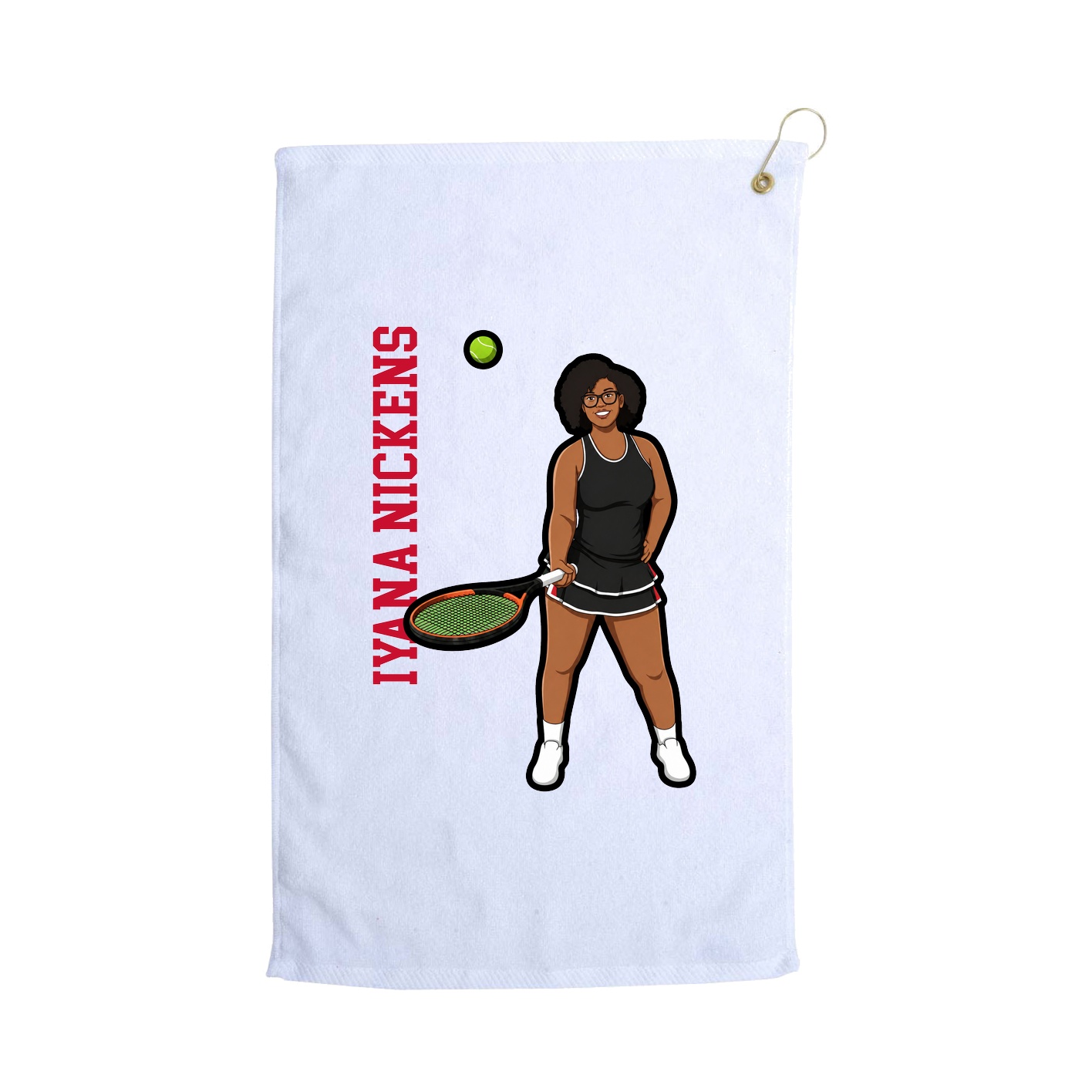 Golf Towel — Name Vertical in White