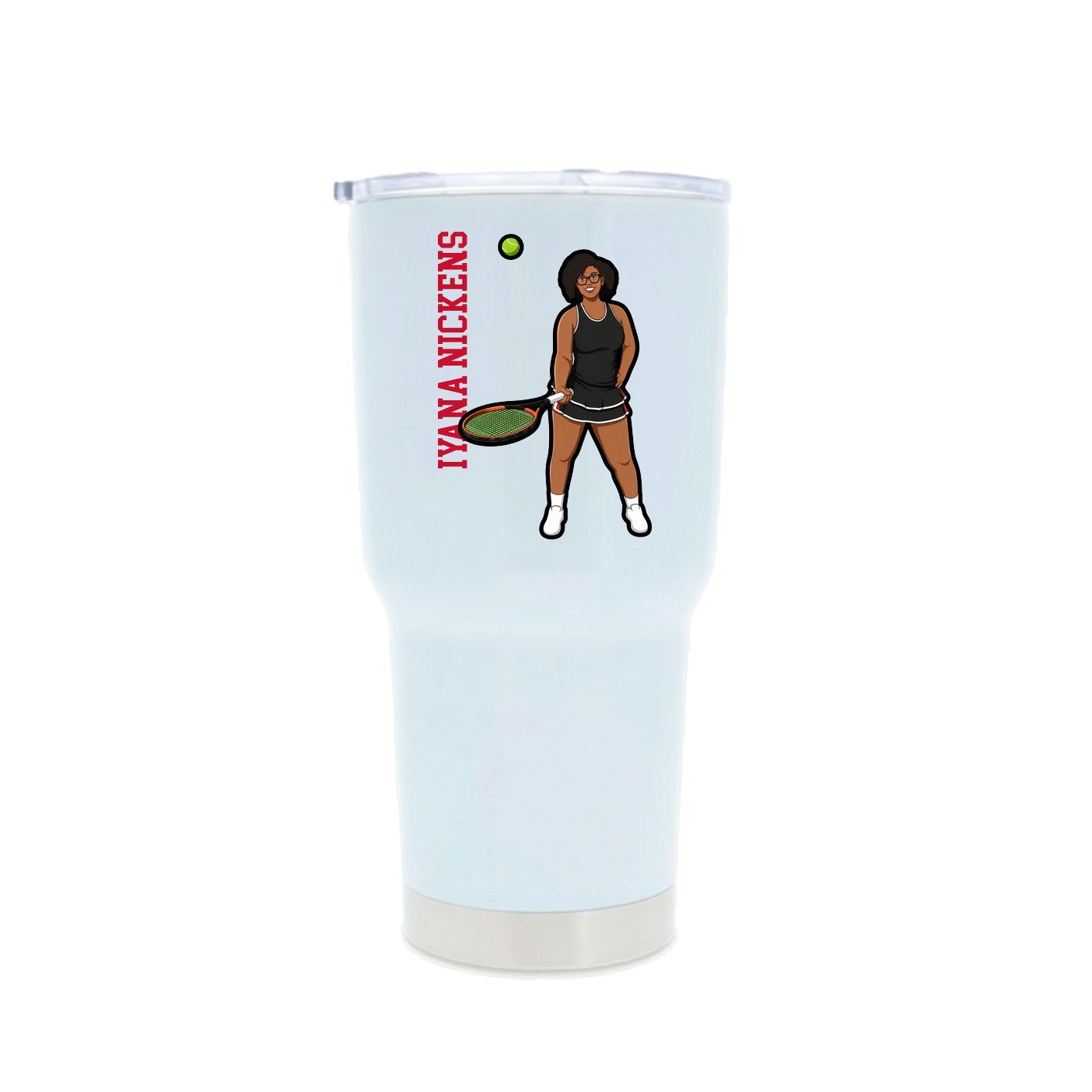 30oz Stainless Steel Tumbler — Name Vertical in White