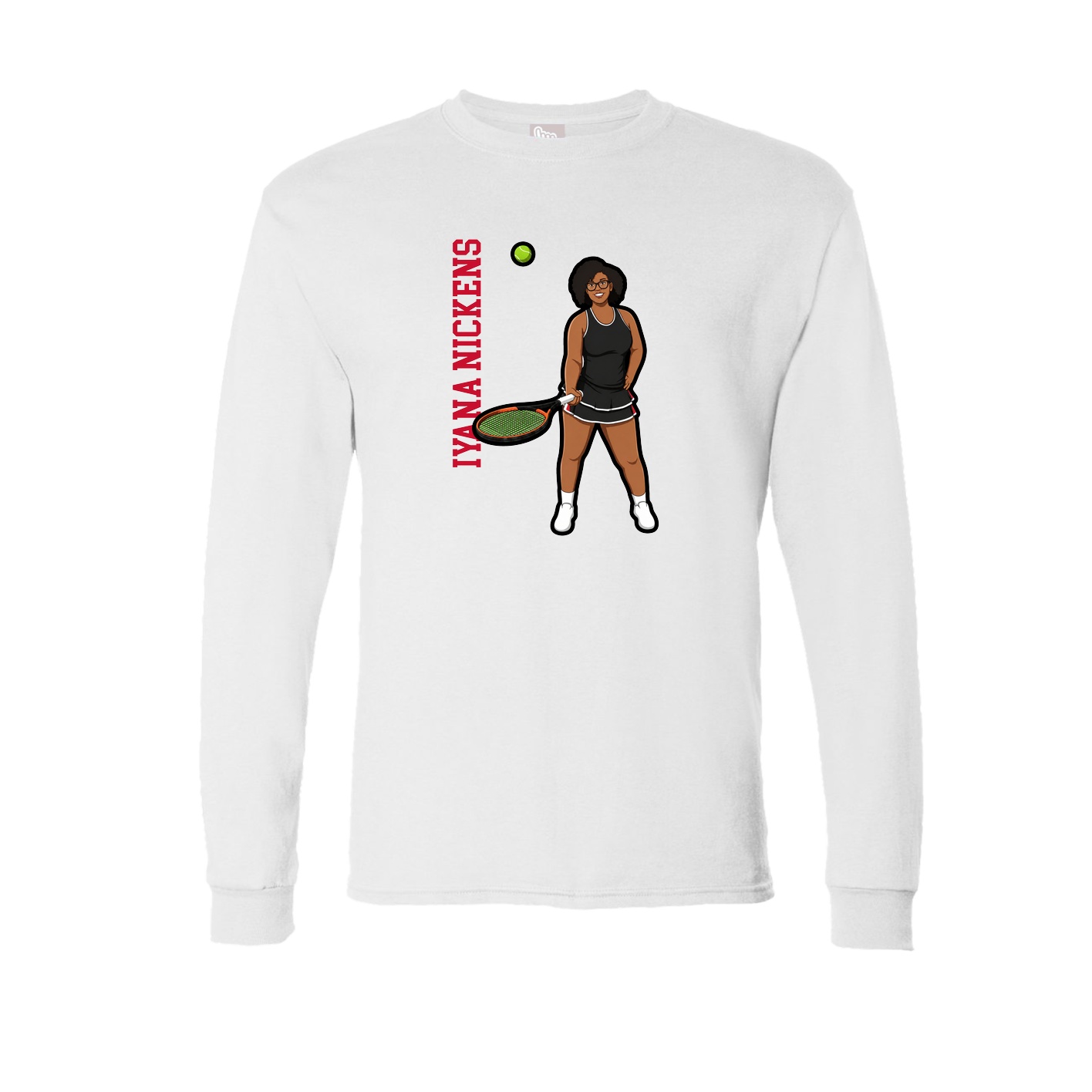 Long Sleeve Tee — Name Vertical in White