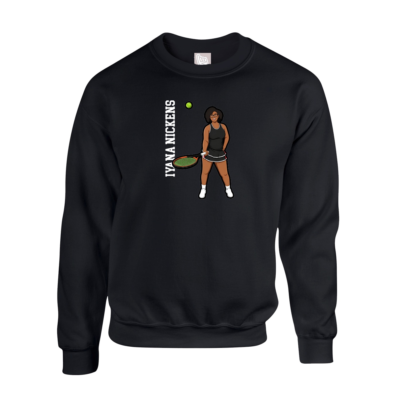 Fleece Crew — Name Vertical in Black