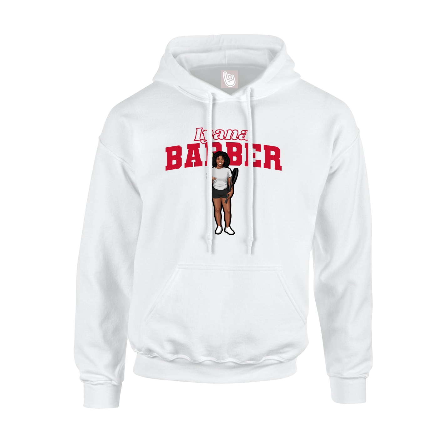 Youth Hoodie — Name Arch in White