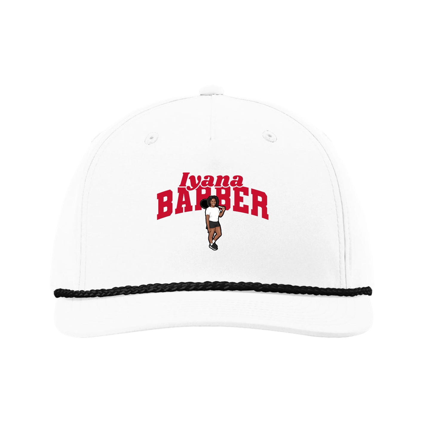 Five-Panel Classic Rope Cap — Signature Arch in White