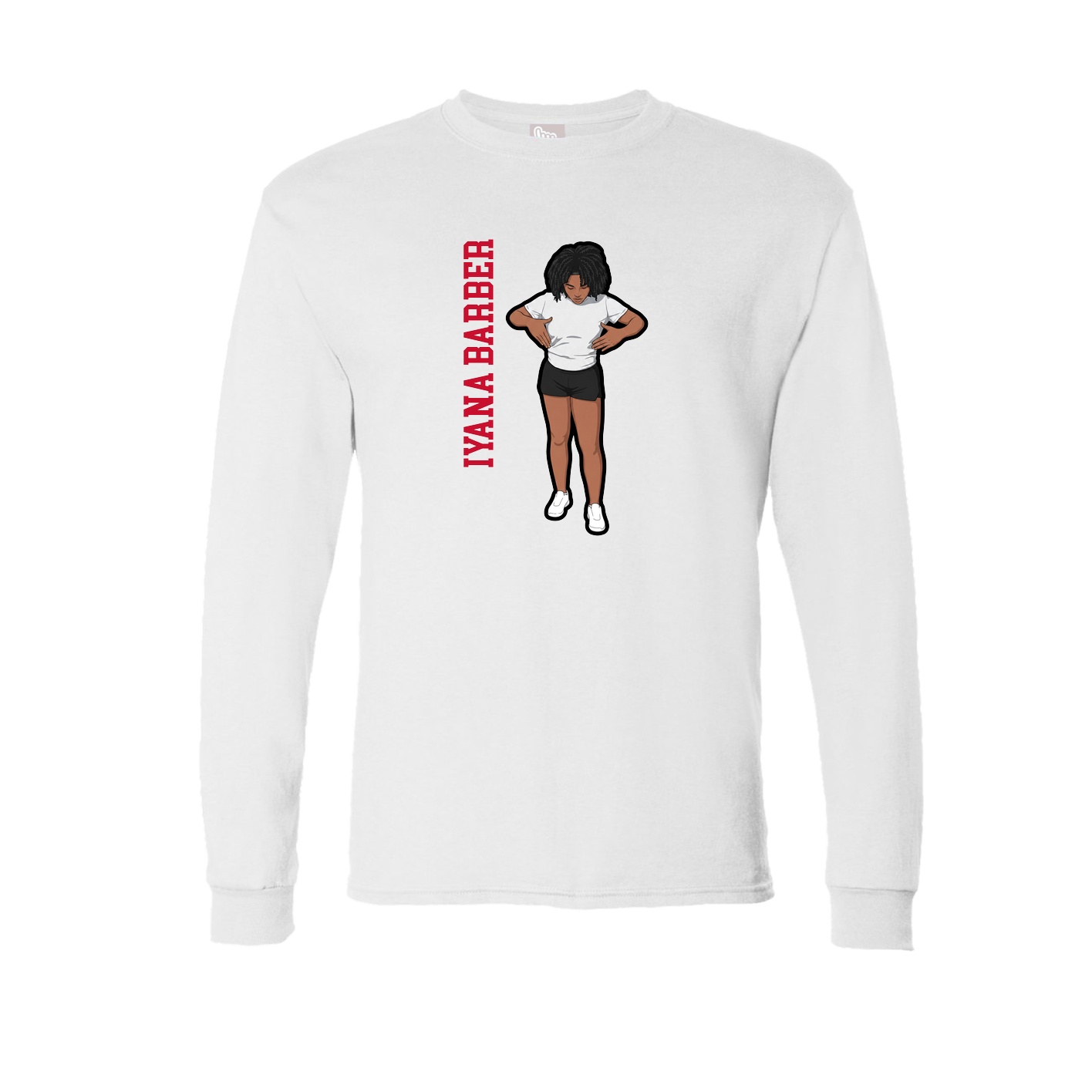 Long Sleeve Tee — Name Vertical in White