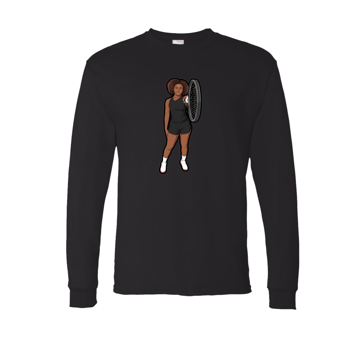 Long Sleeve Tee — Name Vertical in Black
