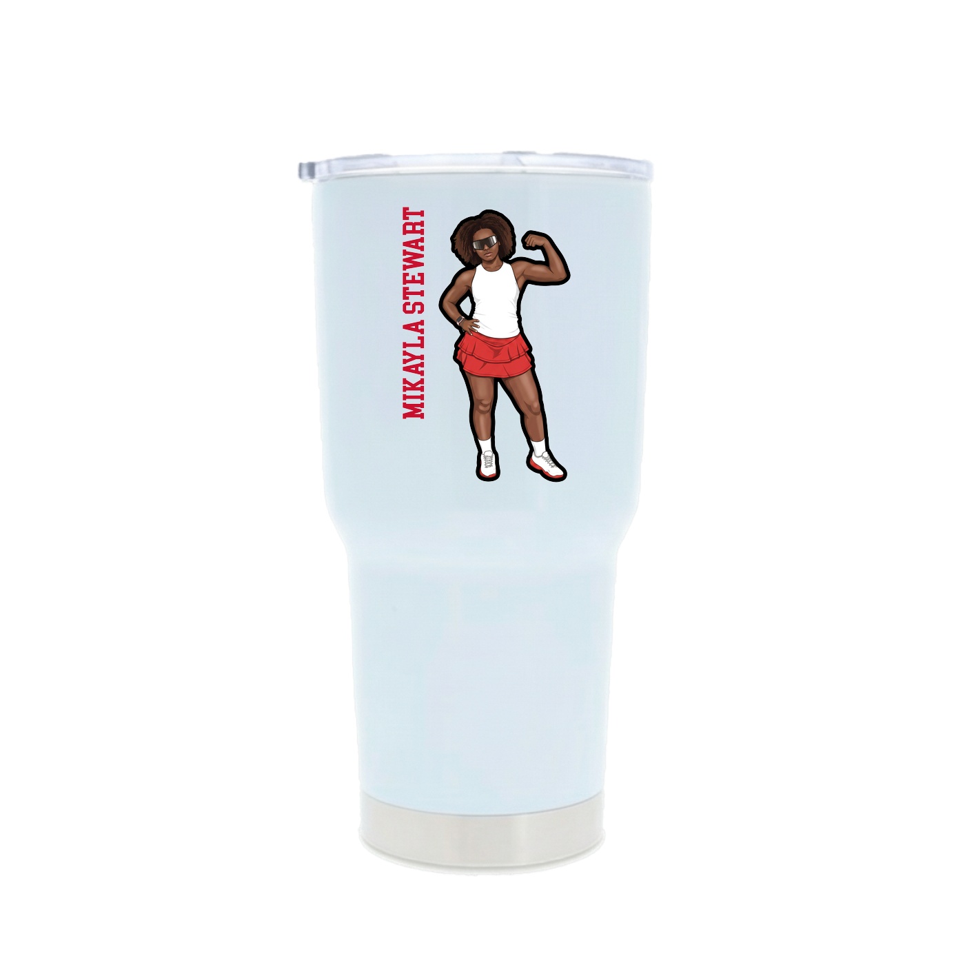 30oz Stainless Steel Tumbler — Name Vertical in White