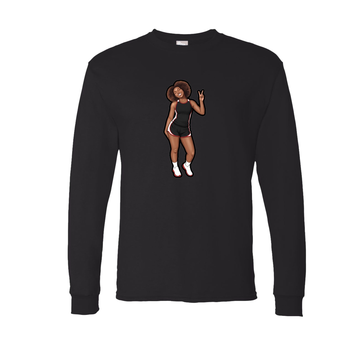 Long Sleeve Tee — Name Vertical in Black